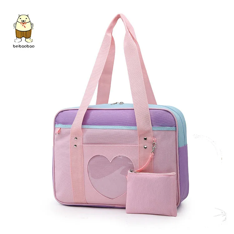 School-Bags Luggage-Organizer Canvas Travel-Shoulder Pink Totes Large-Capacity Women