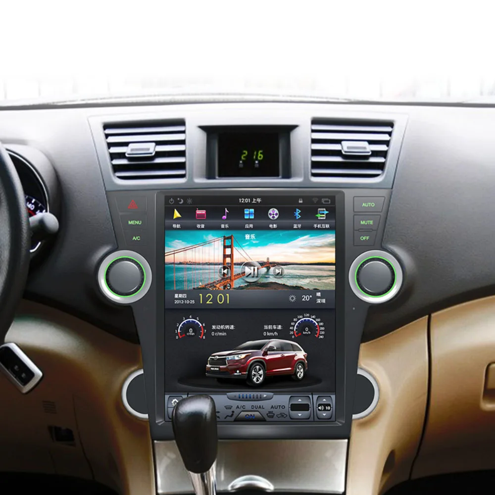 Android 9,0 Tesla вертикальный экран автомобиля нет dvd-плеер gps навигация для Toyota Highlander 2007-2013 аудио плеер 12,1 дюймов