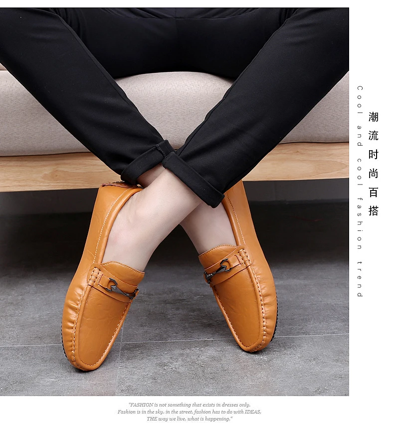 Genuine Leather Leisure Comfy Soft Casual Loafers Shoes Moccasins Gentleman Shoes Luxury Brand Outdoor Fashion Driving Shoes I