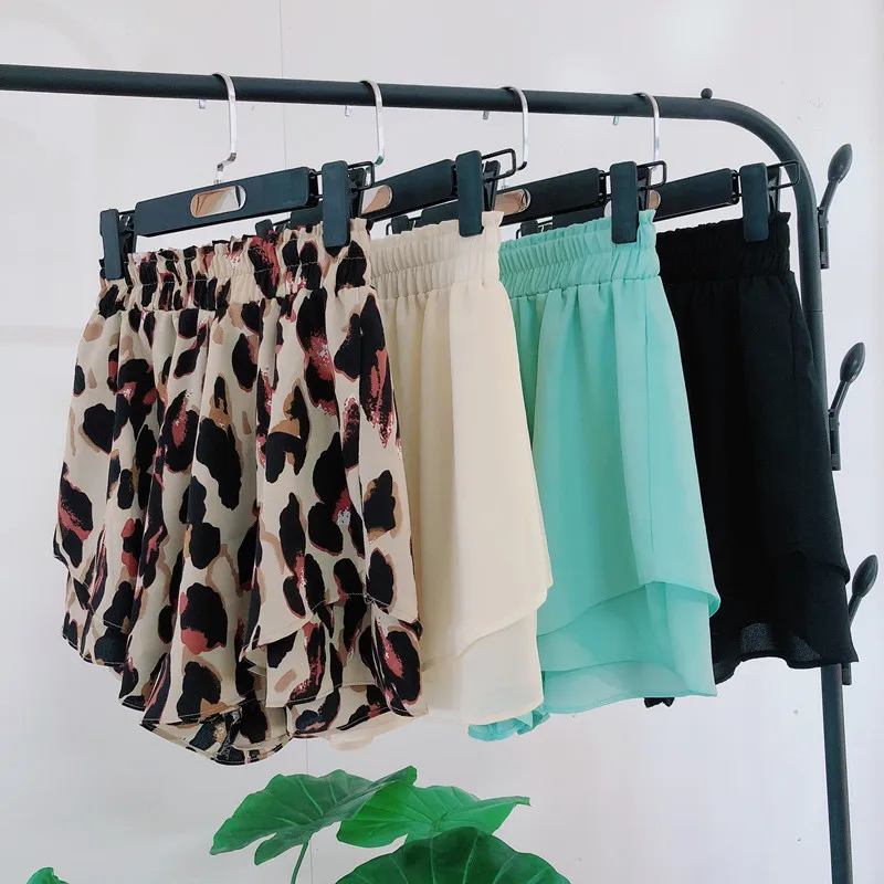 

Plus Size Women High Waisted Shorts Female Summer Chiffon Short Femme Casual 2020 Korean Fashion Wide Leg shorts Ladies Hotpants