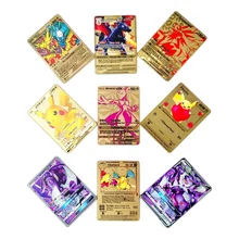 Tarjeta de Metal Pokemon versión japonesa en inglés, Pikachu TAG GX VMAX MEGA, tarjeta de colección de oro, modelo de figura de acción, juguete