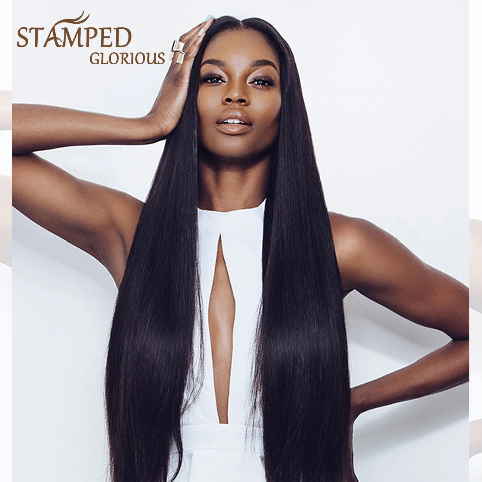 

Stamped Glorious 30inches Straight Long Wig Lace Front Wig Black Hair Heat Resistant Fiber Synthetic Wigs for Black Women