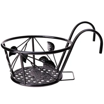 

1Pc Iron Art Railing Bonsai Rack Wall Hanging Flower Bracket Flower Holder for Home Garden Balcony Window Decor (Black, Tree Lea
