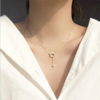 Trendy 925 Sterling Silver Necklace Girls Party Accessories Charm Round Pendant Necklace Female Jewelry Cute Ball Choker Bijou