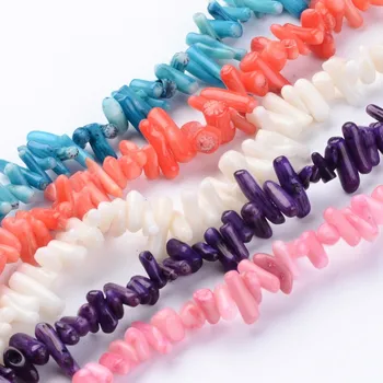 

10 Strand Dyed Natural Chip Beads Strands for jewelry making Accessories Crafts Decor ,8~20x5~12x3mm, Hole: 1mm; about 15.15"