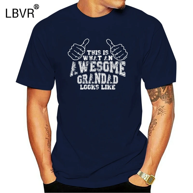 What An Awesome Grandad Looks Like t shirt Grandpa Old Gift short-sleeve Birthday New 2020 Funny Cotton t-shirt Comics | Мужская одежда