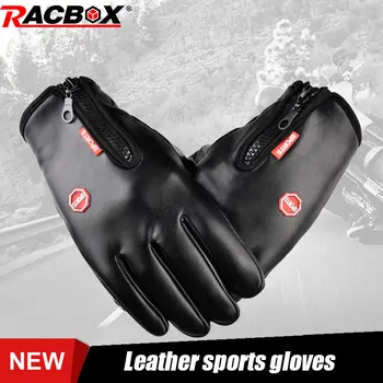 

Unisex Motorcycle sport leather gloves Black zipper Waterproof Windproof Black Gloves Mountain bike racing outdoor riding