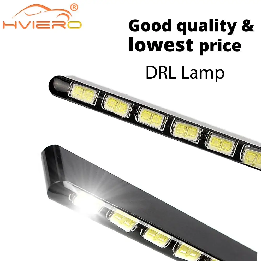 

2X Daytime Running Lights Fog Lamp Turn Signal License Plate Light Car Lamp DRL Day Light Led Strip Aluminum Housing Car Styling