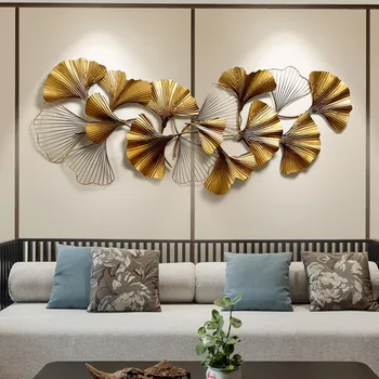 

2020 Chinese Wall Wrought Iron Ginkgo Biloba Crafts Creative Wall Hanging Sofa Background Mural Home Decoration Accessories R629