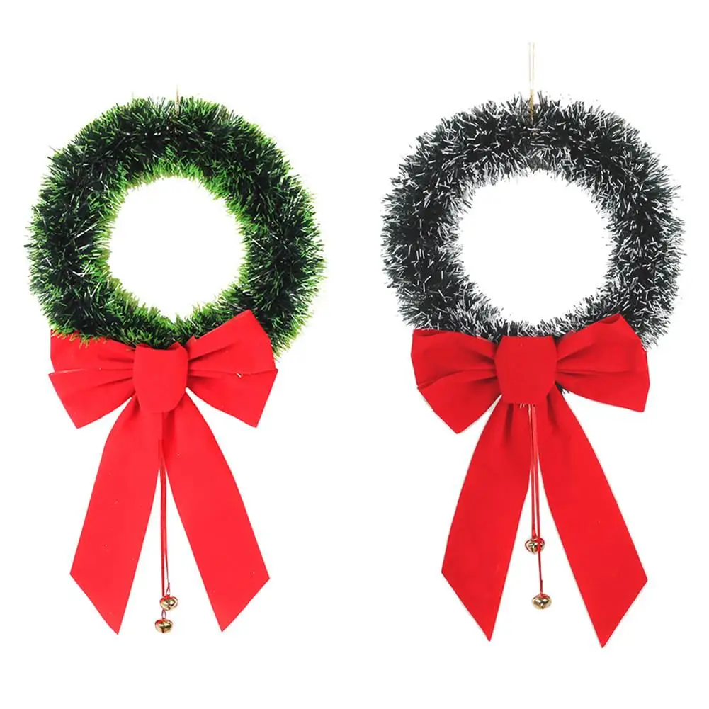 

30cm New Christmas Wreath Handmade Bow Bell Pendant Garland Christmas Tree Home Door Hanging Decoration Wreath Guirnalda Navidad