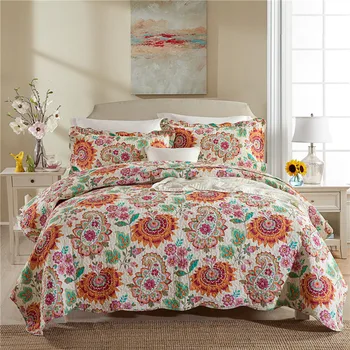 

European style bed cover set king size quilt bedspread 100%cotton blanket patchwork with pillowcase 230*250cm home textile 3pcs