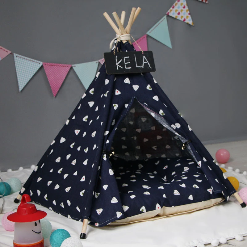 With cushion RFWCAK палатка для домашних животных кровать для маленьких собак кошка домашний моющийся вигвам для домашних животных игрушечный домик для кошек Щенячий питомник зимние палатки гнездо для домашних животных - Цвет: With cushion
