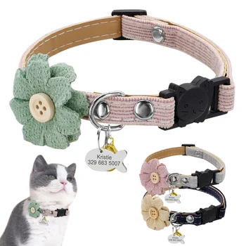 

Personalized Dog Cat Safety Collar Quick Release Pet Collar Adjustable Puppy Cats Collars With Engraved ID Tag Pet Accessories