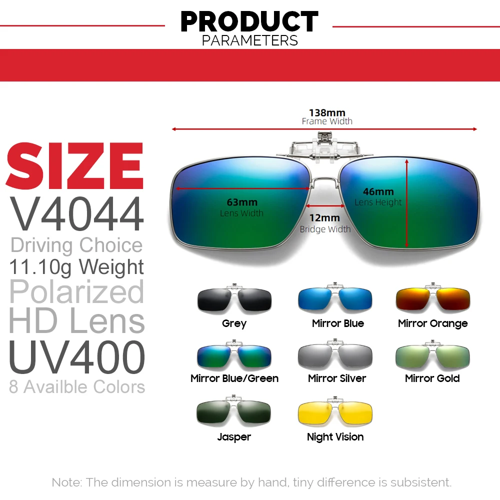 Mens metal clip on sunglasses For eyeglasses Polarized UV400 Women square night vision driving sun glasses