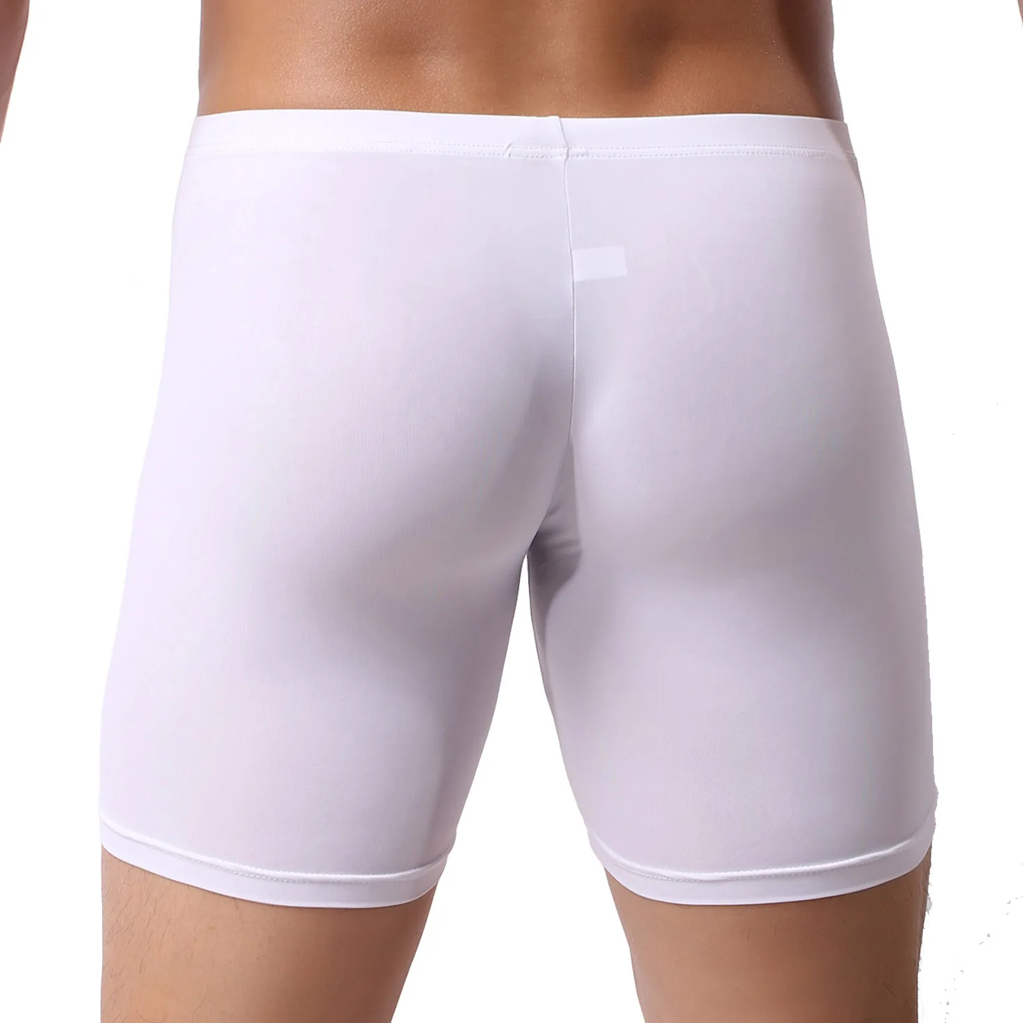 Men's Boxer Underwear Sexy Translucent Ice Silk Long Mens Boxershorts Male U Convex Underpants Summer Solid White Men Boxers 4