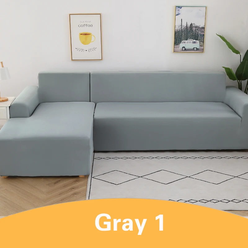 1-4 чехлы для диванов, модные однотонные эластичные чехлы для диванов, мягкие эластичные чехлы для диванов, Защитные чехлы для диванов для гостиной - Цвет: Gray 1