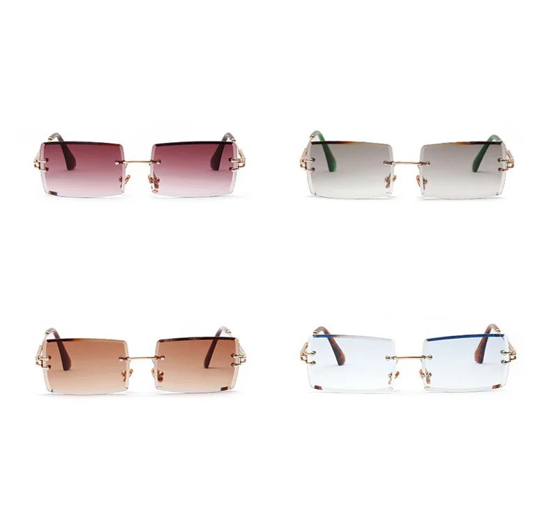 JASPEER прямоугольные солнцезащитные очки без оправы для женщин и мужчин металлическая оправа солнцезащитные очки оттенки винтажное зеркало линзы очки Oculos UV400