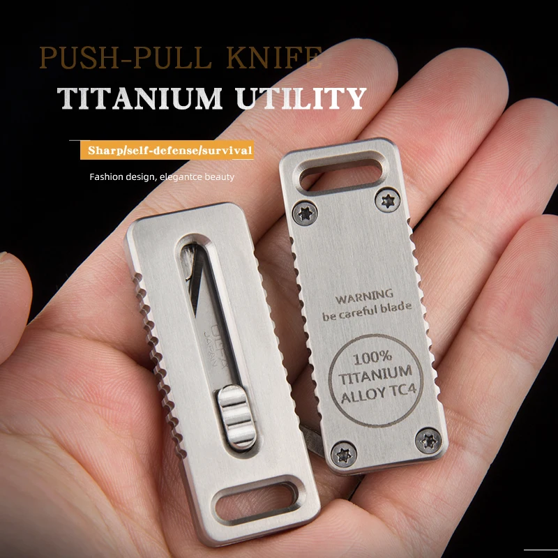 Titanium alloy pocket knife engraved Self-Defense gadget Carry it with you for security check High strength corrosion resistance