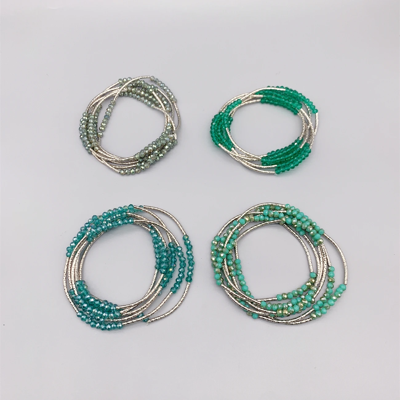 FoLisaUnique 3*4mm Crystals Bracelet For Women Girls Wrapped Around Stretchy Bracelet Stainless Steel Beads Crystals Necklace