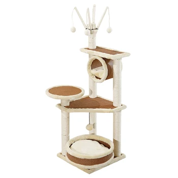 

Sisal Cat Climbing Frame Small Solid Wood Cat Litter Frame Integrated Cat Scratching Board Cat Jumping Platform Scratching Post