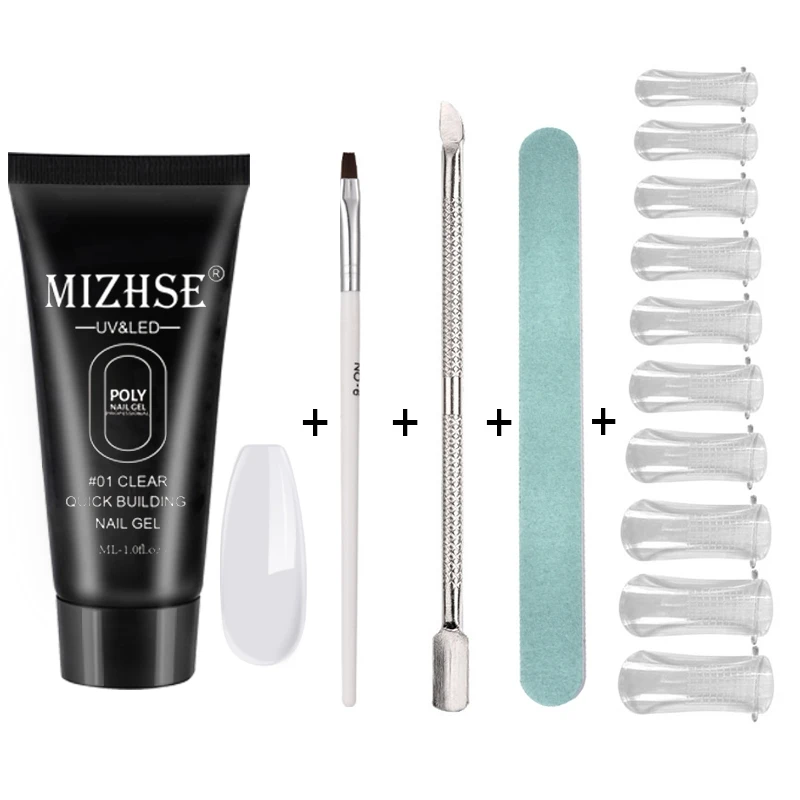 MS-Set03-P01 MIZHSE Crystal Jelly Gum Poly Gel Set 30ml Crystal Jelly Builder Nail Finger Extension Hard UV Gel Lacquer Manicure Tips - Цвет: MS-Set03-P01
