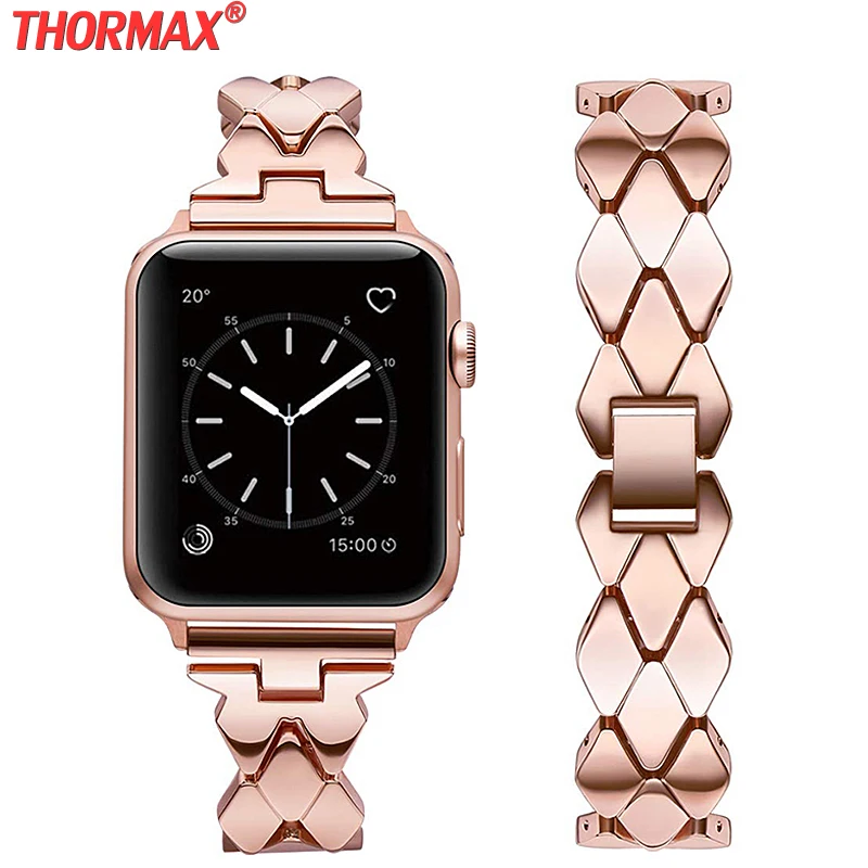 Ремешок из нержавеющей стали для Apple Watch series 4 band 44 мм 40 браслет iwatch 1/2/3 38 42