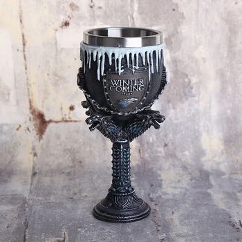 

game thrones Multiple Dragon Heads A Song of Ice and Fire Stainless Steel Mug of Power Game Resin Red Wine Goblet