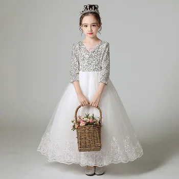 

Tick Tok Girl's Summer Dress Flower Girl's Princess Dress Children's Birthday Poncho Little Girl's Host Piano Performance Suit