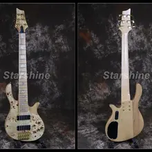 6 струн электрический бас гитара YL-BS10 Burl Top ASH Body клен гриф золото Аппаратные средства