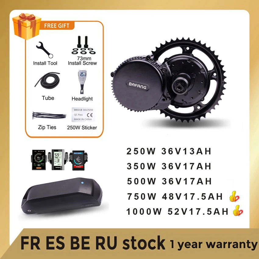 US $612.09 Bafang Motor BBS01B BBS01 BBS02B BBS02 BBS03 BBSHD 250W 500W 750W 1000W Electric Bike Ebike Conversion Kit With Lithium Battery