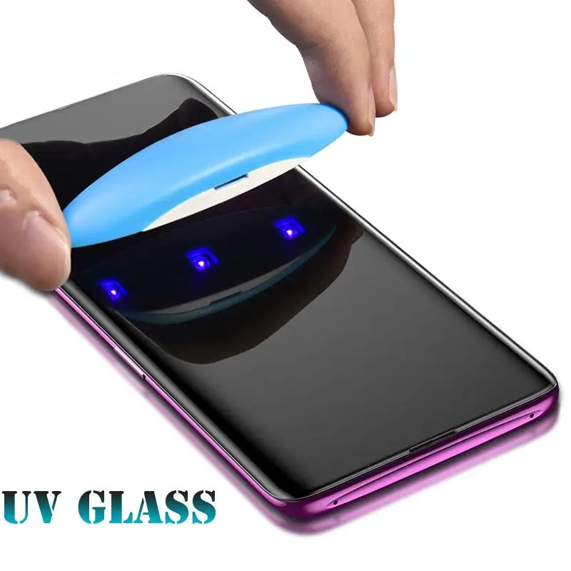 

UV Tempered Glass For Samsung Note 10 Pro 9 8 S9 S8 S7Edge 5D Full Liquid Glue Screen Protector For Samsung Galaxy S10E S10 Plus