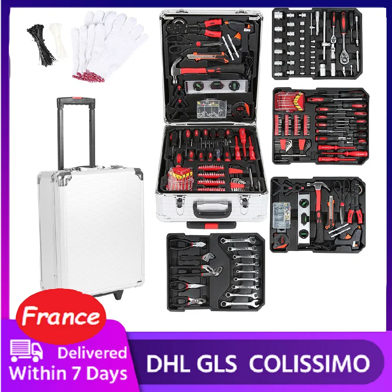 725 Pieces Repair Tool Daily Maintenance Tools Aluminum Box Case Toolbox Kit With Telescopic Handle Trolley HWC | Инструменты