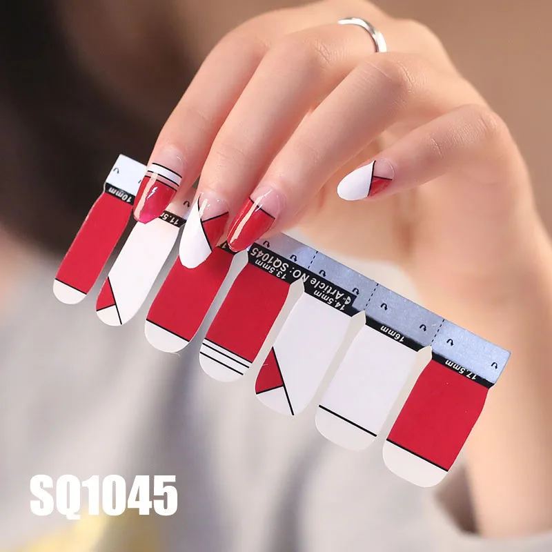 14 насадок для дизайна ногтей, полное покрытие, самоклеющиеся наклейки для полировки, фольга, наклейки, маникюр, мрамор, градиент, яркие цвета, серия SQ - Цвет: SQ1045