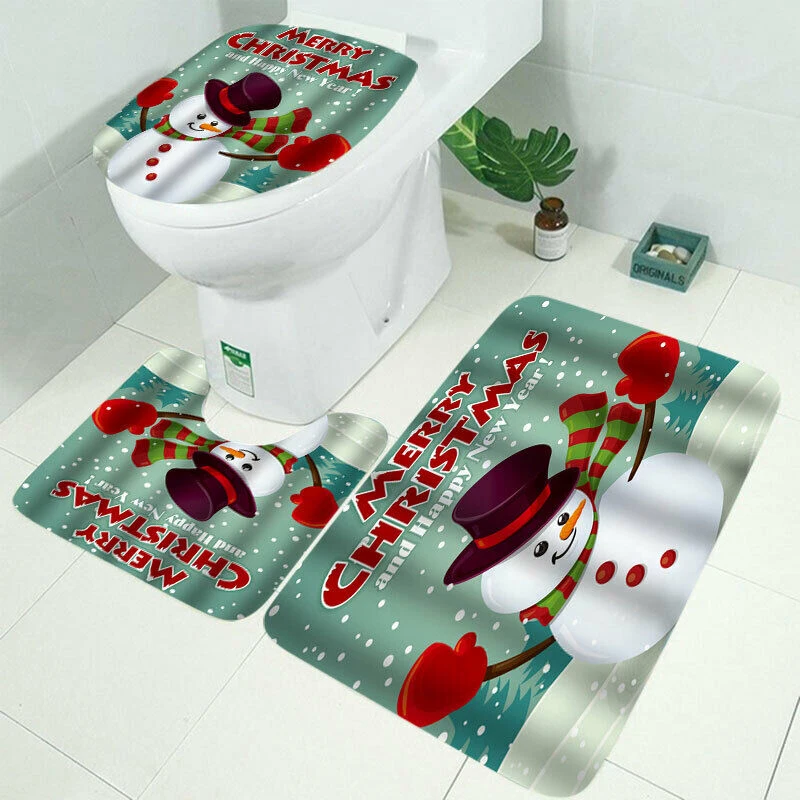 США Рождественская серия Печать Водонепроницаемый Ванная комната Душ занавеска Туалет крышка коврик товары для домашнего сада
