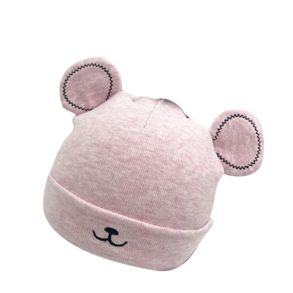 MUQGEW, новинка года, шапки для девочек и мальчиков, теплые шапки для малышей на осень и зиму, милая Шапка-бини с мультяшными ушками, модные плюшевые шапки - Цвет: Pink