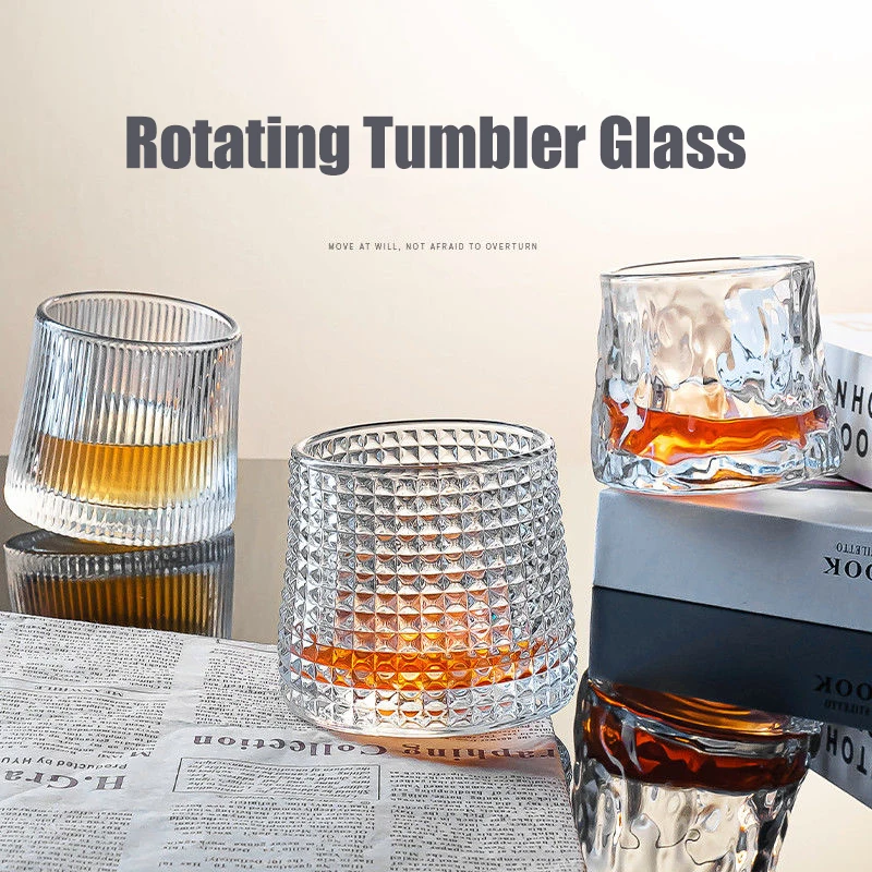 150ml Creative Rotating Tumbler Glass Whiskey Glass Lead-free Crystal Glass Thickened Glass Gyro Wine Glass Water Cup images - 6