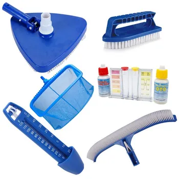 

Six-Piece Cleaning Kit Swimming Pool Brush Wear-Resistant Fine Mesh PH And Chlorine Kits Containing Liquid Reagents