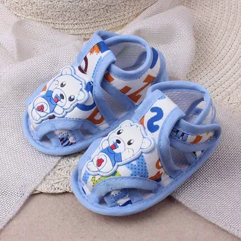 

2pcs Baby First Walkers Sandals Newborn Baby Boys Girls Shoes Cartoon Bear Summer Hollow Prewalkers Soft Sole Sandals All Season