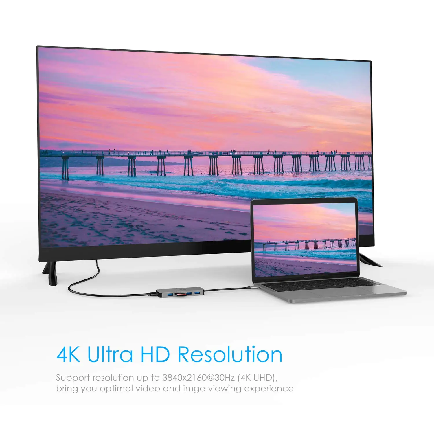USB C концентратор с 4K HDMI, 3 USB 3,0, SD/TF карт ридеры для MacBook Pro 13/15, Mac Air, Surface Book 2/Go, Chromebook