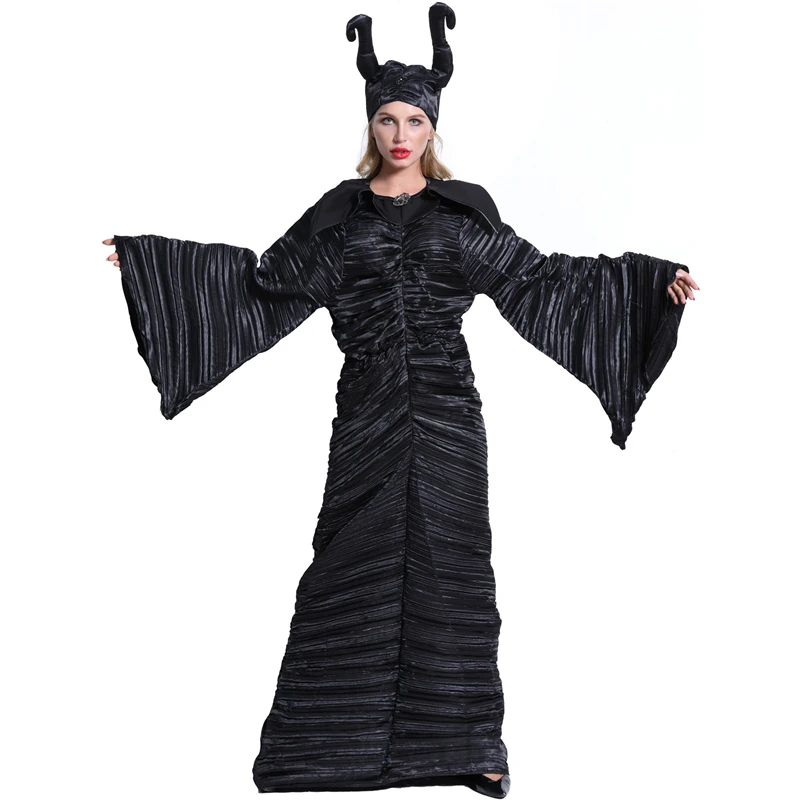 Maleficent: любовница злой ведьмы платье рога шляпа костюм косплей Хэллоуин Анжелина Джоли королева ведьмы головной убор маска - Цвет: costume