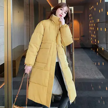 

Blue Yellow Women Winter Jacket Hooded Long Winter Coats Parkas Cotton Loose Plus Size Women Jackets Thicken Warm Parka C5899