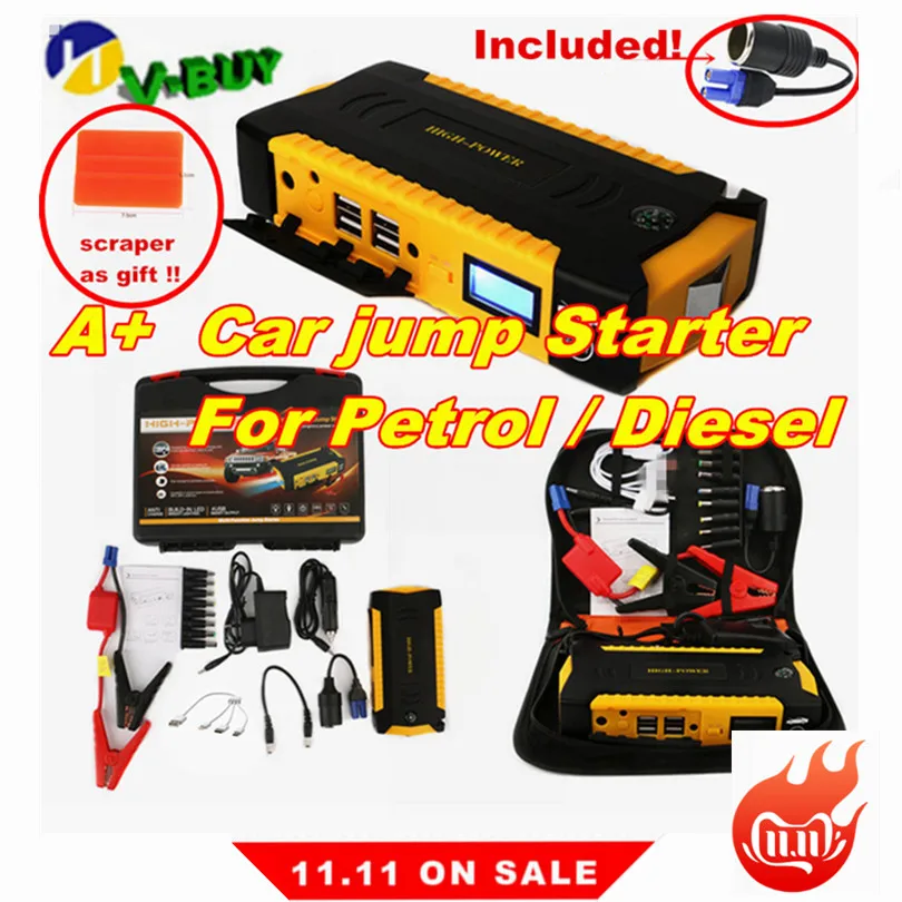 Buy Super Power Car Jump Starter Power Bank 600A Portable Car Battery Booster Charger 12V Starting Device Petrol Diesel Car Starter