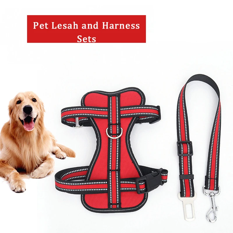 

Reflective Pet Leash and Harness Set K9 Explosion-Proof Rush Chest Strap For Small Medium Dog Car Leash Dog Harness Pet Supplies