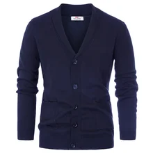 PJ Мужской кардиган длинный рукав шаль воротник пуговица планка трикотаж, вязаный шерстяной костюм