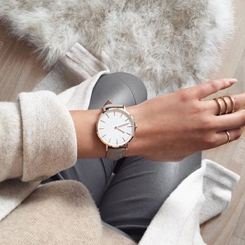 

2020 new fashion simple leather ladies watch ladies fashion casual wear quartz watch ladies clock