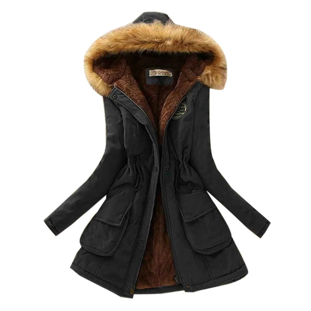Зимняя куртка для бега, парка с меховым воротником, тонкая парка на молнии, шерстяная шапка с поясом, худи, утолщенное женское уличное пальто, длинное женское зимнее пальто - Цвет: 04
