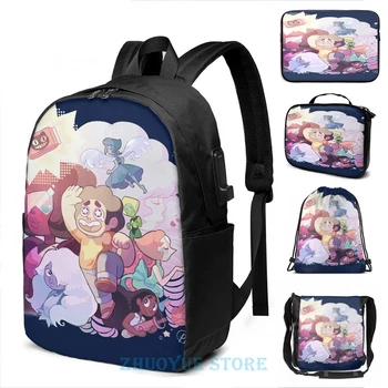 

Funny Graphic print Steven Universe(2) USB Charge Backpack men School bags Women bag Travel laptop bag