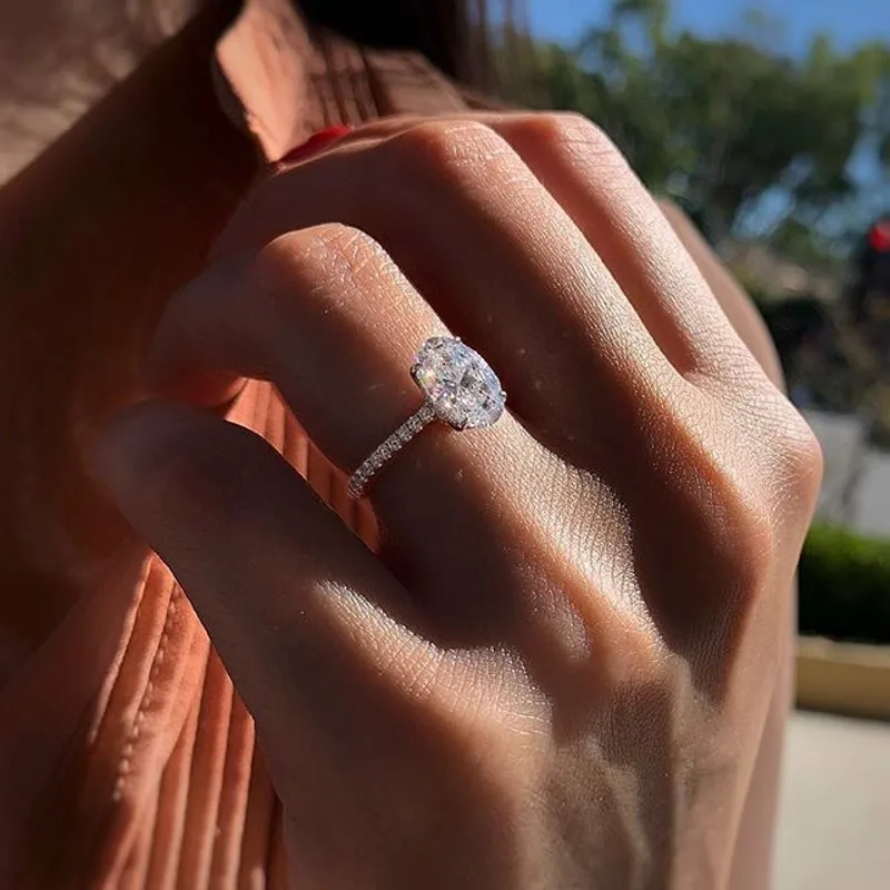 925 Sterling Silver Wedding Rings Finger Luxury oval cut 3ct Diamond Rings For Women Engagement gemstone Jewelry silver ring wedding rings silver rings