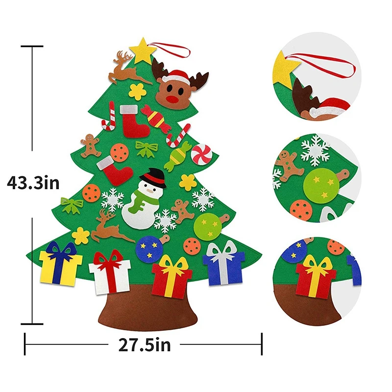 DIY войлочная Рождественская елка с 31 шт орнаментом 3.2фт семейная 3D поддельная Рождественская елка для детей ясельного возраста домашняя дверь окно стена Рождество De