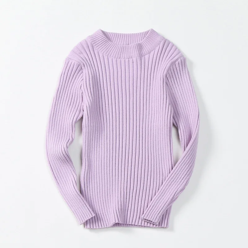 Детский свитер в рубчик; коллекция года; сезон весна; свитера для маленьких мальчиков и девочек; вязаный пуловер; осенне-зимняя одежда для малышей; От 1 до 6 лет; цвет черный, белый, серый - Цвет: Light Purple